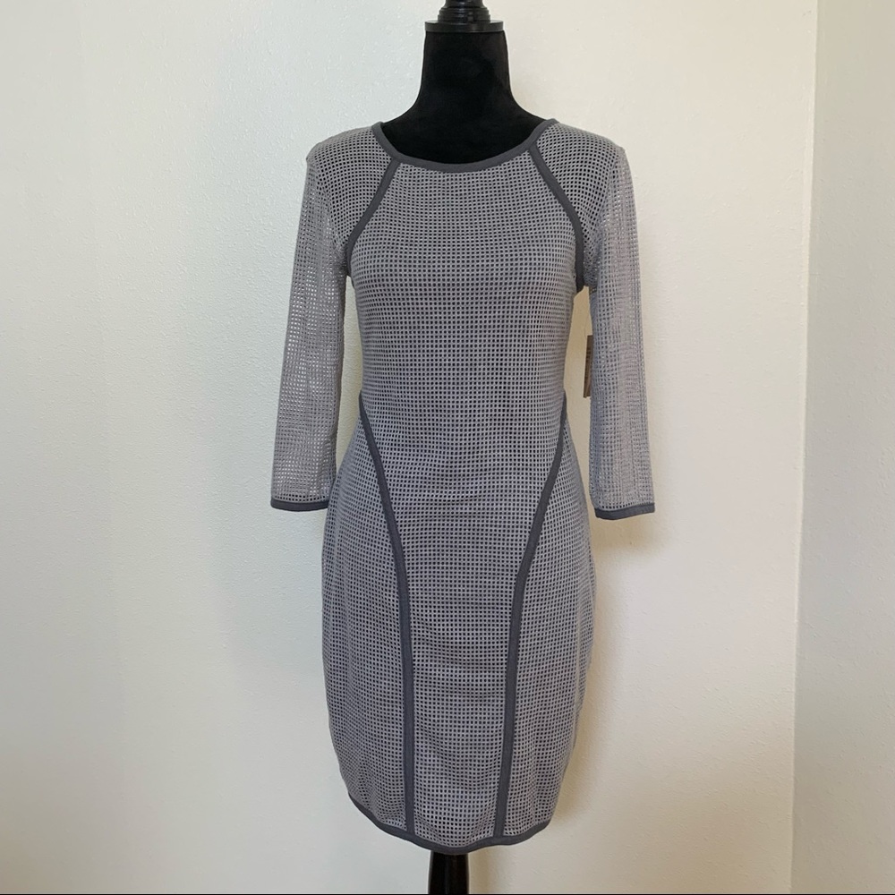 Rachel Roy Bodycon Gray 3/4 sleeve Dress M